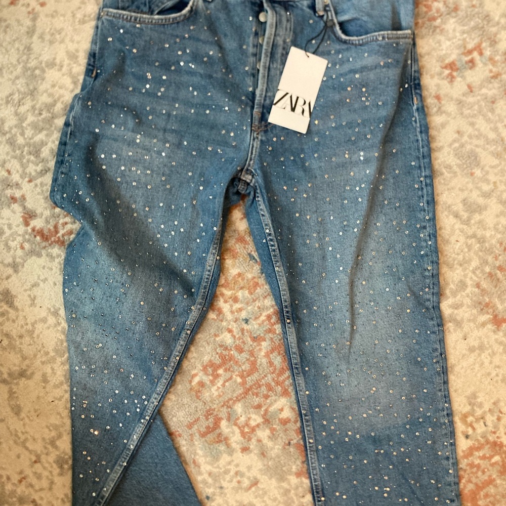 Zara Studded Blue Denim Jeans